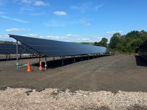 Solar panels installed on a ground mount system