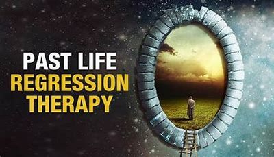 past life regression therapy. Person seeing past life. 