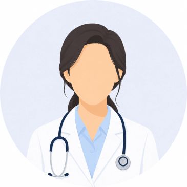 Illustration of a female doctor with a stethoscope.