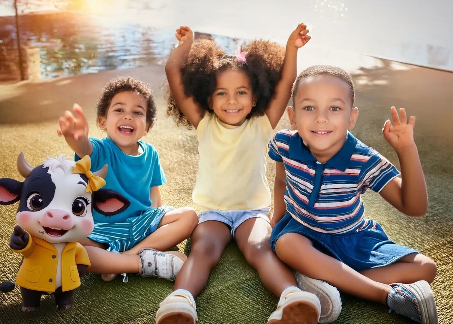 Kids with Bela The Cow