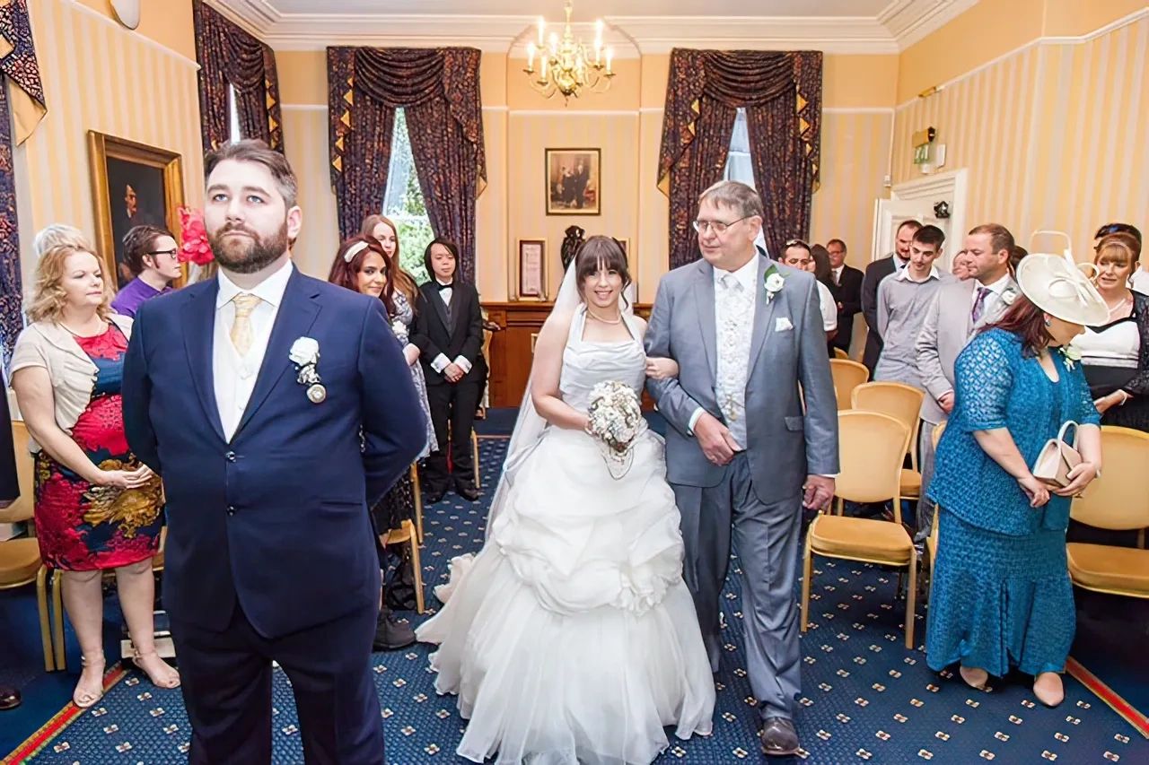 Wedding ceremony inside Mansion House Cardiff venue