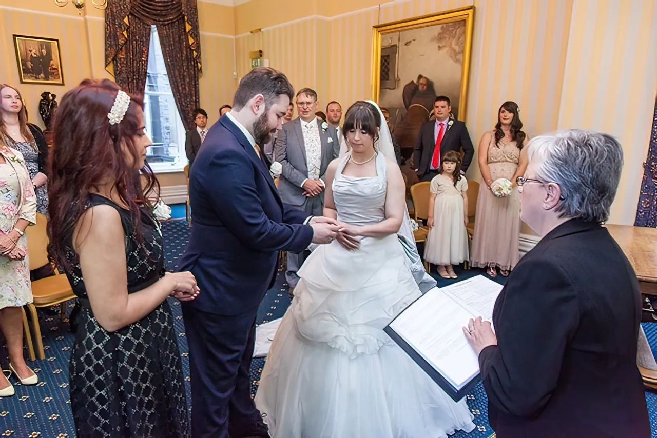 Wedding ceremony inside Mansion House Cardiff venue