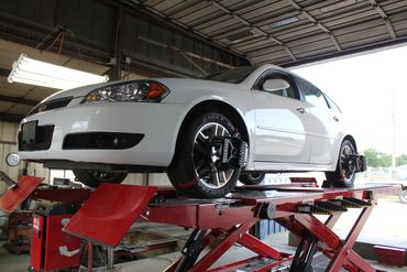 Car being aligned