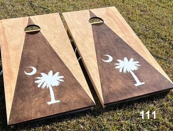 Natural Palmetto Tree & Moon Cornhole Boards