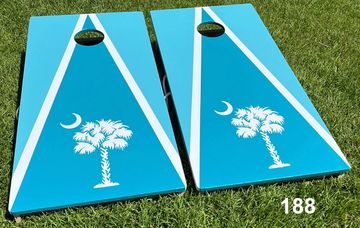 Teals Palmetto Tree and Moon Cornhole Boards