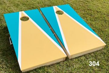 Teal and Yellow Cornhole Boards