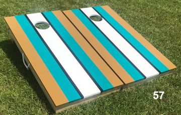 Teal Bronze and White Cornhole Boards