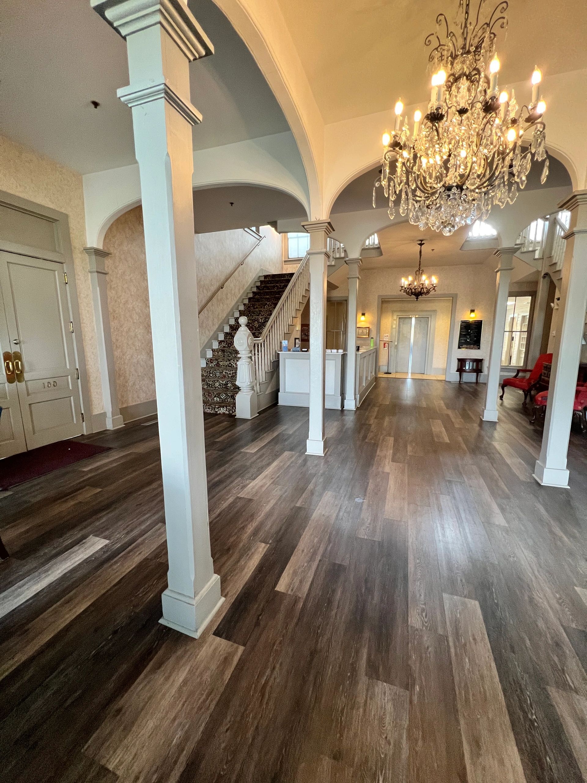Lobby with stairs