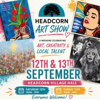 Poster for Headcorn Art Show on September 12-13 celebrating local art and creativity.