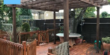 This deck has been cleaned, repaired and stained in Bedfordshire