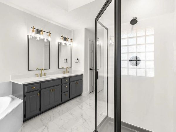 Master bathroom remodel with glass shower doors Nixa, MO.