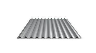 A piece of corrugated metal sheet used in construction.
