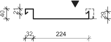 Technical drawing of a metal bracket with dimensions and holes.