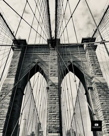 Brooklyn Bridge, black and white photograph, urban photography