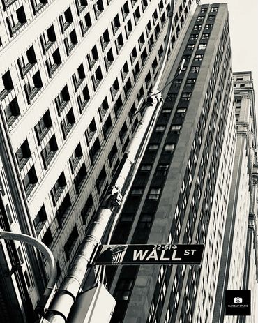 Wall Street, Street Sign, black and white photograph, urban photography