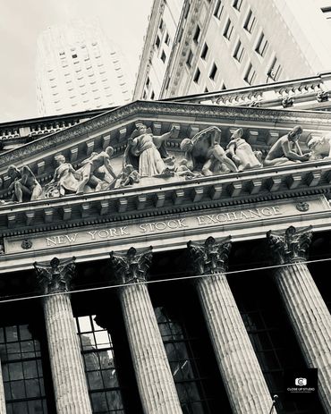 New York Stock Exchange, black and white photograph