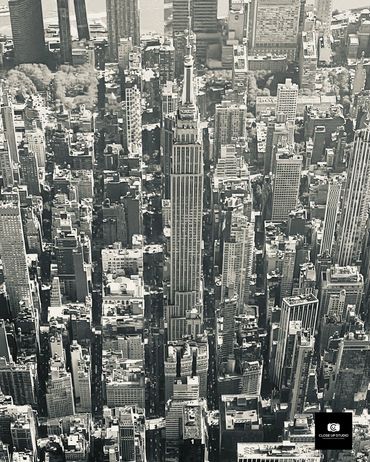 Empire State Building, black and white photograph