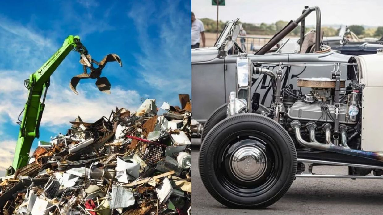 liebherr grab scrap metal recycling 1929 model a ford hotrod