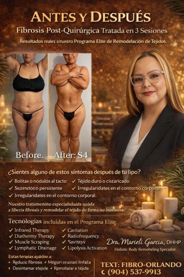 Antes y después del tratamiento para fibrosis post-quirúrgica en tres sesiones.