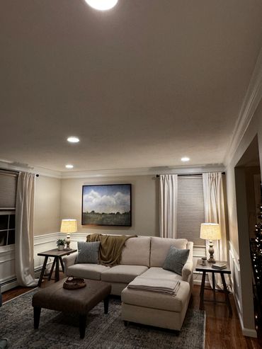Living room with recessed lighting