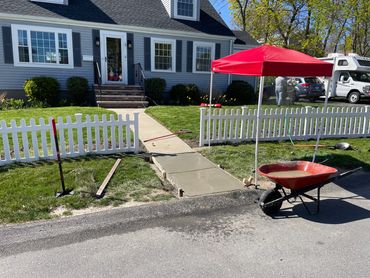Freshly poured concrete walkway