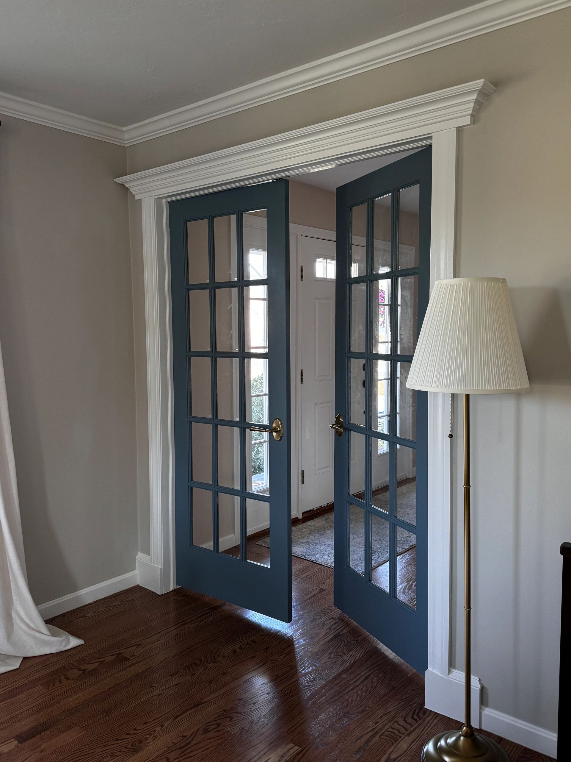 French doors with crown molding