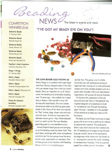 The Lone Beader Press Creative Beading Magazine Australia 2010 interview bead embroidery artist 