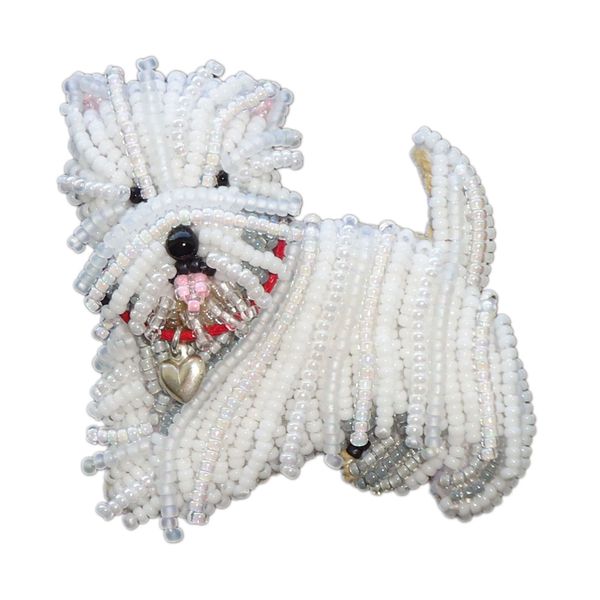 Westie Beaded West Highland White Terrier pin brooch jewelry Westminster kennel club AKC dog gift