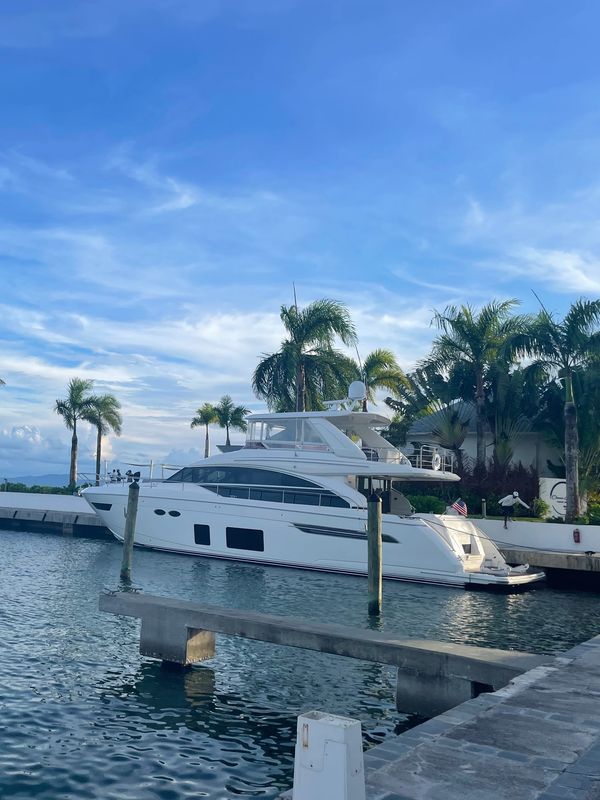 Princess Yachts 68' moored in Samana, Dominican Republic.