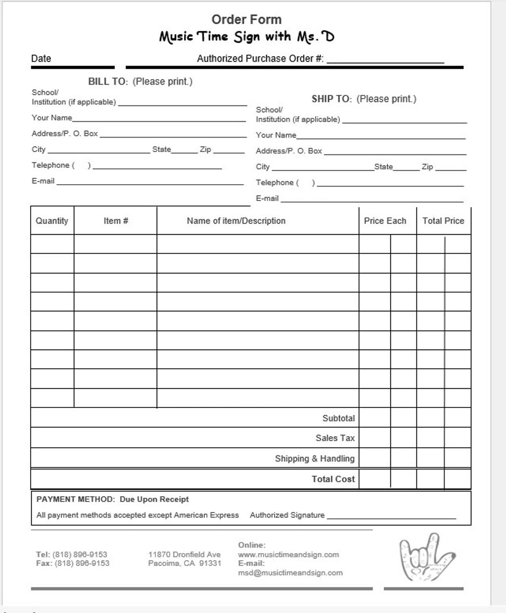 Purchase Order Form