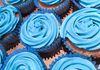 Bright blue swirl vanilla cupcakes