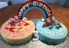Twin Birthday Cake (Peppa Pig & Dinosaur) 