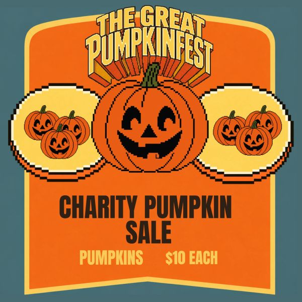 Charity pumpkin sale advertisement for The Great Pumpkinfest.