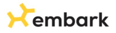 Logo of Embark with a connected yellow hexagonal design.