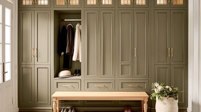 Bespoke wardrobe cabinetry for a boot room