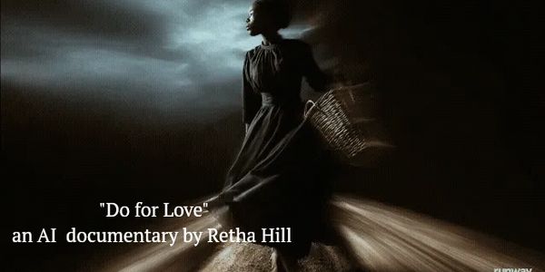 A screenshot from the new  documentary by Retha Hill with the words "Do for Love," an AI documentary