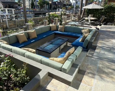 sunken conversation pit fire feature on Naples canal