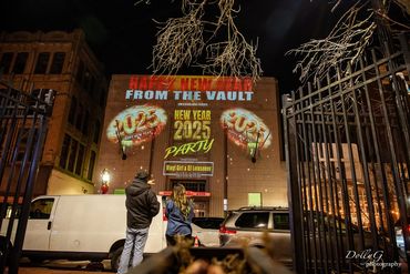 Great lighting display  -  "THE VAULT" in downtown New Bedford, First Night 2025