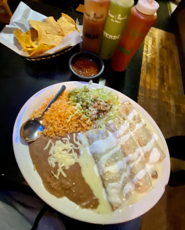 Tres Enchiladas with Queso