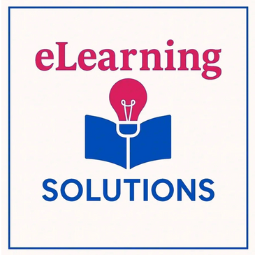 Logo for eLearning Solutions with a book and lightbulb graphic.