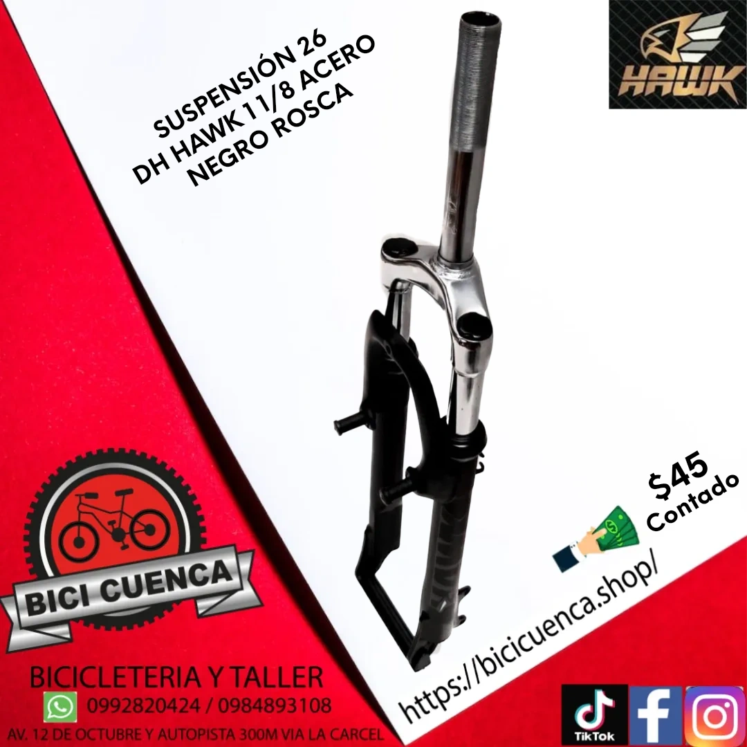 SUSPENSIÓN 26 DH HAWK 1/8 ACERO NEGRO ROSCA