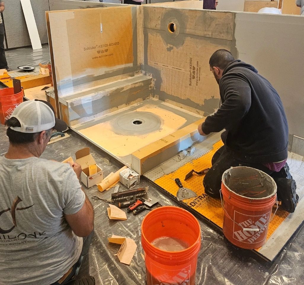 Daidone tile attending a Schluter workshop