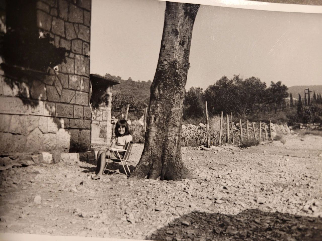 1974, Pločice Old Train Station after the tracks were removed, my grandfather bought the house in 1969. Miho Perak's old (young here) neighbour Milojka, and tree in the picture when he was a kid.