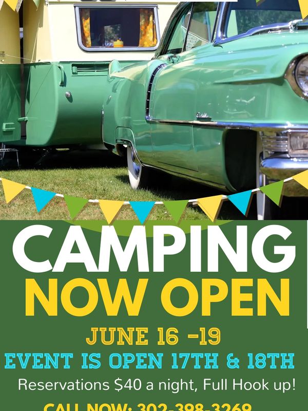 Camping for All Wheels 2022 is now open!
Call today 302-398-3269
or click the link below to book onl
