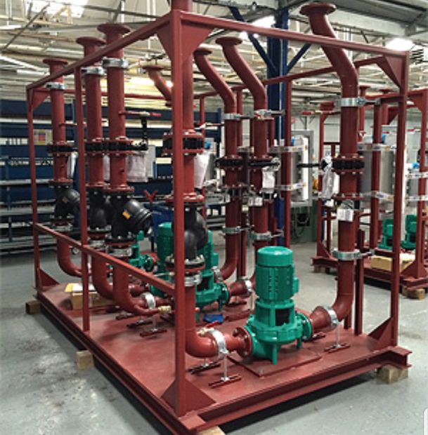 Pre fabricated pump skid in our work shop that can be delivered to site.