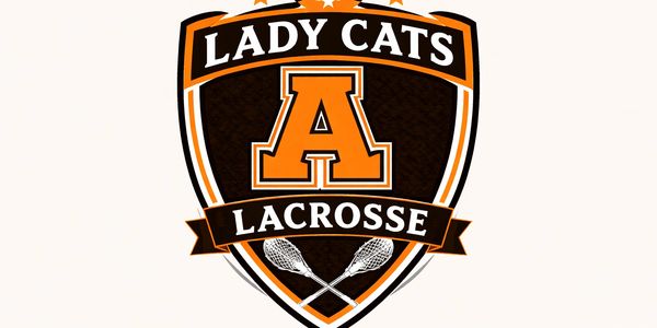 Sports logo for Lady Cats Lacrosse featuring a large letter A and lacrosse sticks.
