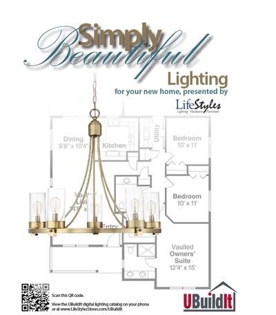 Chandelier lighting advertisement with floor plan background.