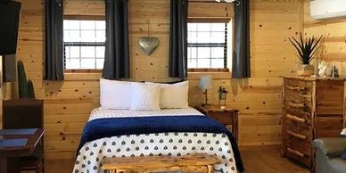 A cozy cabin in Ingram, Texas at Johnson Creek RV Resort.