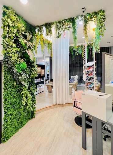 花草苑工作室案例-台中美髮沙龍空間人造植物牆設計