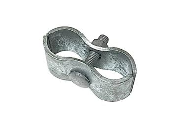 Metal cable clamp with bolt.